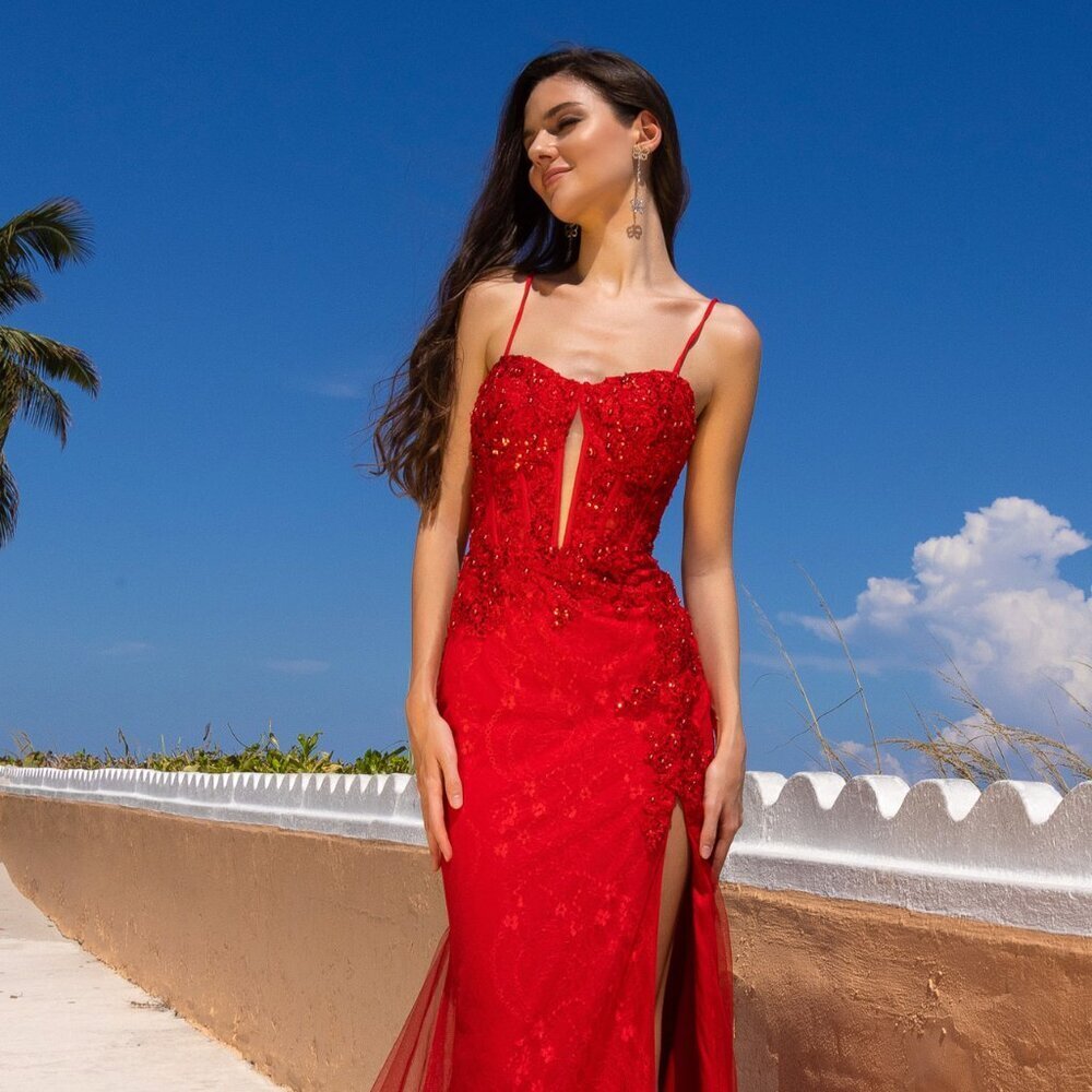 NEW SLEEVELESS SHEATH PROM LONG GOWN W/ DAZZLING SEQUINS EMBROIDERY AC 7064